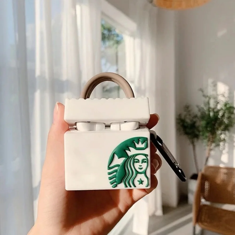 NEW! Starbucks 3D White Tote Bag Apple Airpod PRO Case NEW